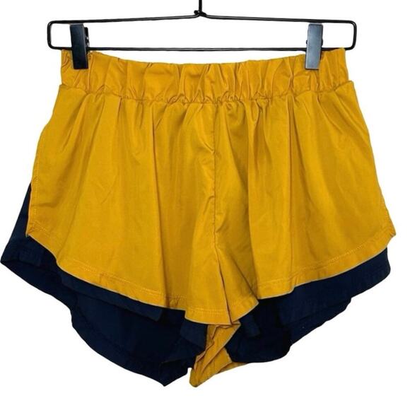 Free People Movement Women’s Hardio Cardio Running Shorts Blue/Yellow Size M - Picture 2 of 5